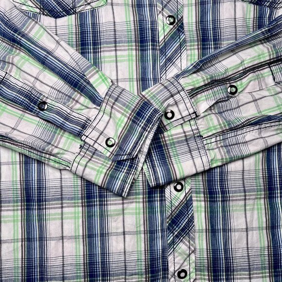 Skully Long Sleeve Button Down Dress Shirt Plaid Lightweight Flannel Size Large - Picture 5 of 7
